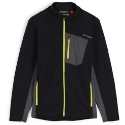 Spyder Men's Bandit Full Zip Fleece Jacket -Ski Equipment fw23 spyder mensbanditfullzipfleecejacket blackcitron 1