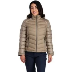 Spyder Women's Timeless Hoodie Down Jacket -Ski Equipment fw23 spyder womenstimelesshoodiedownjacket cashmere 1
